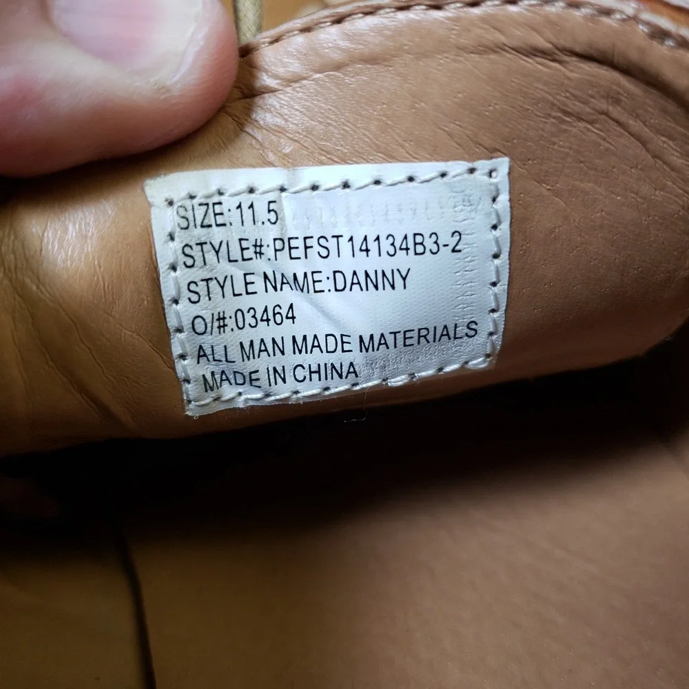 Wingtip Oxford Shoes Light Brown Borogue Perforated Faux Leather Office 11.5